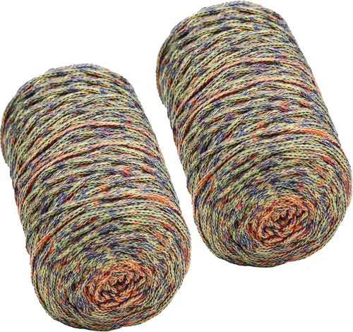 Miniatura 10 de 200g de hilo de algodón hueco tejido a crochet, hilo redondo de tela para bolso de mano de bricolaje, canasta, cojín, bolsa de crochet (Azul Aqua)