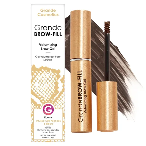 Grande Cosmetics GrandeBROW-FILL Gel voluminizador para cejas, rímel tintado o transparente, sujeción flexible suave, resistente al agua 5. Ébano