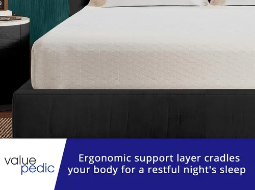 Miniatura 6 de Valuepedic - Colchón de tamaño individual de 8 pulgadas de espuma viscoelástica con gel, cómodo con soporte ergonómico y alivio de presión, funda