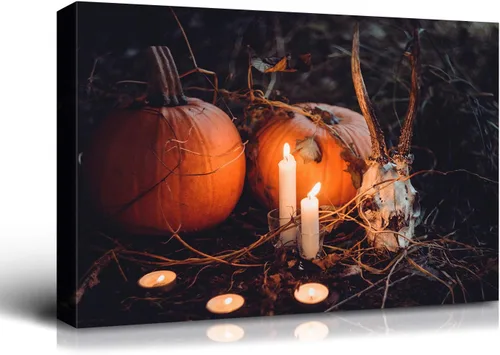Miniatura 19 de Denozer - Pintura artística de pared de Halloween, impresión artística sobre lienzo para dormitorio, sala de estar, decoración de pared del hogar