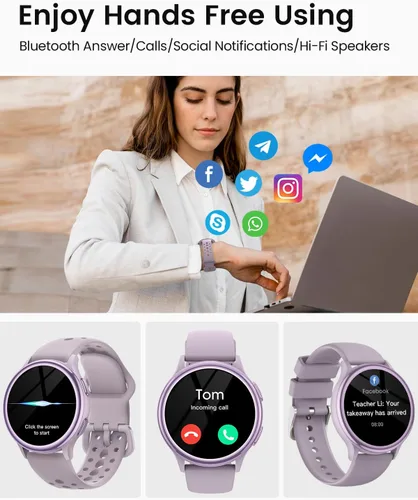 Miniatura 5 de Relojes inteligentes para mujer (respuesta/hacer llamadas), monitor de actividad de pantalla AMOLED de 1.27 pulgadas con monitor de frecuencia
