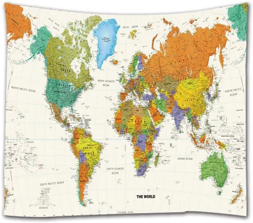 goodbath Tapiz de mapa del mundo, tapices coloridos de acuarela, para dormitorio, sala de estar, dormitorio, 80 x 60 pulgadas
