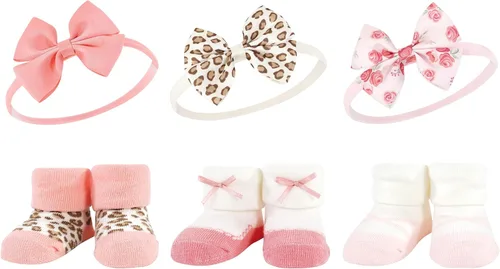 Miniatura 70 de Hudson Baby Conjunto de regalo de diadema y calcetines para niña Flor azul marino rosa