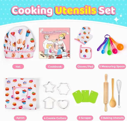 Miniatura 3 de Toyze Regalos de cumpleaños para niñas de 3 a 8 años Cosas lindas Delantal para niñas Juegos de cocina para niños Juguetes para niños pequeños Gorro
