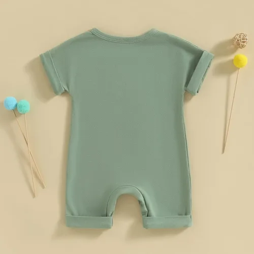 Miniatura 68 de Mameluco unisex de manga corta para bebé recién nacido, con botones, de una pieza, ropa de color sólido