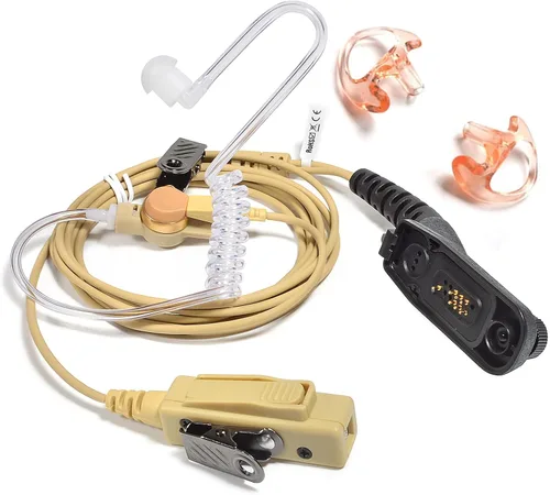 HYS Auricular de vigilancia de 2 vías de radio de bobina acústica para Motorola XPR 6000 XPR6500 XPR6550 XPR 7000 XPR 7550 XiR-P8200 XiR-P8268 Beige