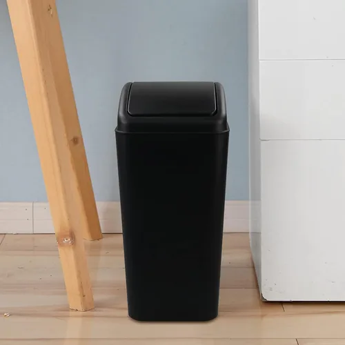 Miniatura 6 de Cand 1 bote de basura de 4 galones, cubo de basura de plástico con tapa giratoria, 16 L (negro)