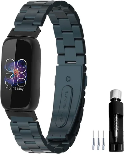 Miniatura 20 de Correa de reloj de metal compatible con Fitbit Inspire 3 de acero inoxidable, repuesto para reloj inteligente Inspire3, accesorio para mujeres