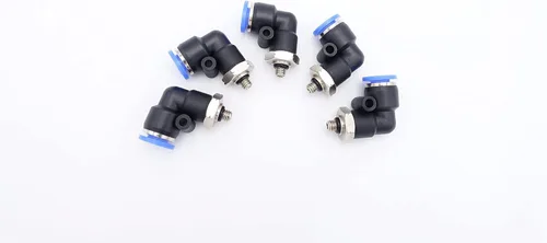 Miniatura 10 de Empuje para conectar conexión de tubo de 1/4" OD x 1/8" rosca NPT macho, codo neumático macho de aire línea de agua de aire de 90 grados codo