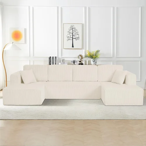 Miniatura 18 de Sofá modular Cloud de 104 pulgadas con diván en forma de L, sofás tapizados modernos con asiento profundo, sofá comprimido de esponja de pana