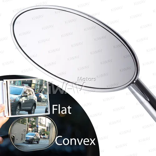 Miniatura 2 de KiWAV Espejos de motocicleta ultra cromados forma ovalada CNC aluminio 0.315 in compatible para scooter ciclomotor ATV Vespa Ducati Honda