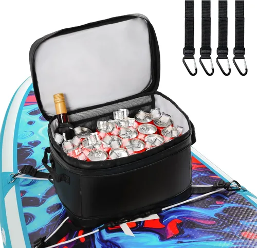 Miniatura 2 de UPWELL Accesorios para tablas de remo – Bolsa impermeable de SUP Cooler Deck Bag, PVC Dry Bag, 30 latas Surf Kayak Cooler Negro