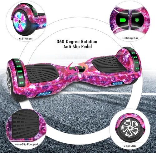 Miniatura 4 de FLYING-ANT Hoverboard de 6.5" de dos ruedas con asiento de autoequilibrio, scooter eléctrico con ruedas de luz LED Flash