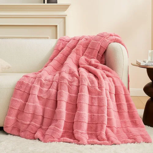 Miniatura 15 de Cozy Bliss Manta mullida de piel sintética para sofá, cama, sala de estar, 50 x 60 pulgadas