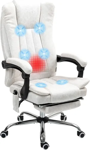 Miniatura 11 de Vinsetto Silla de oficina de masaje de vibración de 6 puntos, silla de computadora con respaldo alto con calor, altura ajustable, respaldo Gris