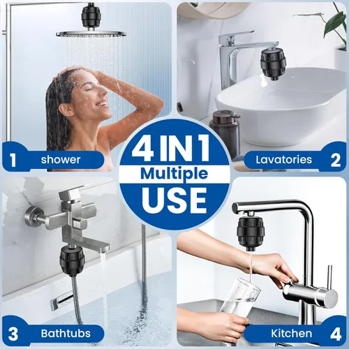 Miniatura 5 de VOXON Filtro de ducha de 36 etapas, revitaliza el cabello y las uñas con agua purificadora, filtro de cabezal de ducha para agua dura, 99% de plomo