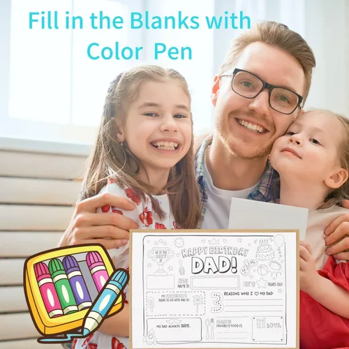 Miniatura 3 de CJ&M Página para colorear de feliz cumpleaños para papá Plantilla de relleno de todo sobre papá Actividad de cumpleaños del padre Tarjeta