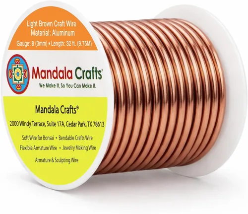 Miniatura 174 de Mandala Crafts - Alambre de aluminio anodizado de 8 calibre para hacer joyas - 9.75 m de alambre flexible negro colorido - Flexible para bonsái