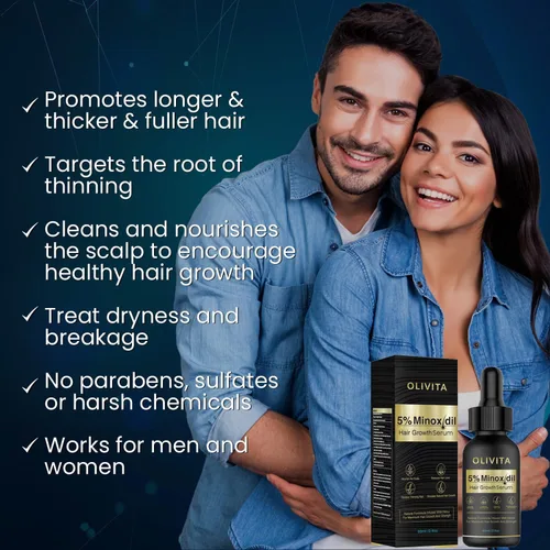 Miniatura 4 de 5 % de Minoxidil para el crecimiento del cabello para hombres y mujeres: Suero de crecimiento del cabello con biotina para la barba y la pérdida