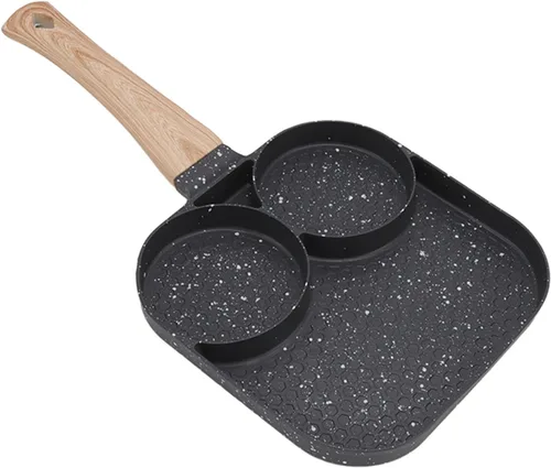 Miniatura 4 de Sartén antiadherente 3 en 1, sartén para huevos, sartén seccional para desayuno que evita que se pegue resistente al calor, sartén dividida