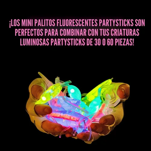 Miniatura 2 de PartySticks Paquete de 200 mini palitos brillantes que brillan en la oscuridad, pequeños, para huevos de Pascua, 5 colores, palos de luz de neón