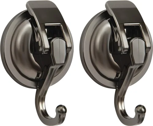 Miniatura 18 de Colgador de corona, chapado en negro, pulido con súper succión para ventanas de vidrio, cocina, baño y baño, paquete de 6, plástico ABS