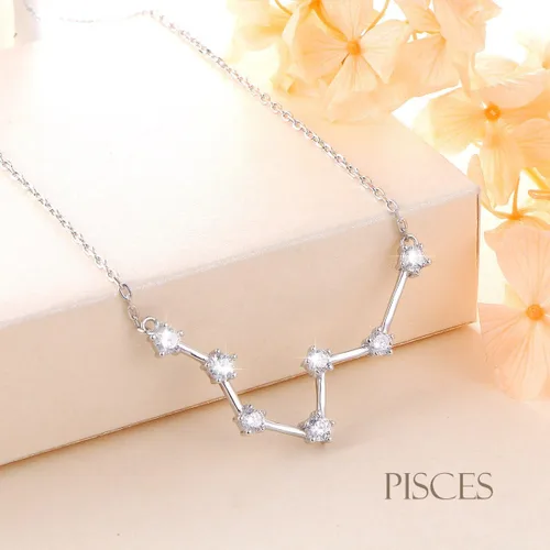 Miniatura 3 de Dije de astrología en plata esterlina de 925 con circonias cúbicas, 12 constelaciones de los signos del horóscopo. Regalo de cumpleaños para mujeres
