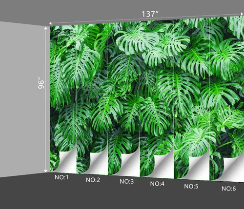 Miniatura 135 de Papel pintado botánico de selva tropical Hojas verdes de planta murales Estética para decorar habitación Sala de estar Fondo de TV Gran mural de B033