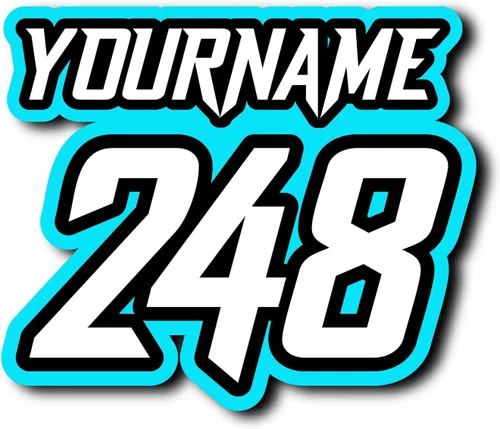 MC MOTOPARTS Juego de 3 calcomanías personalizadas para matrícula de motocicleta y motocross, número y nombre personalizados, calcomanías de vinilo