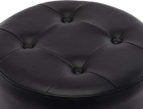 Miniatura 6 de DUHOME Taburete de tocador de cuero PU taburete de maquillaje silla de tocador altura ajustable taburete giratorio redondo otomano negro