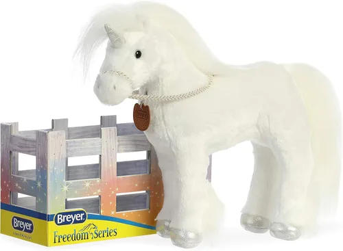 Miniatura 4 de Aurora® Exquisito Breyer® Xavier Peluche - Detalles realistas - Juego imaginativo - Blanco 13 pulgadas