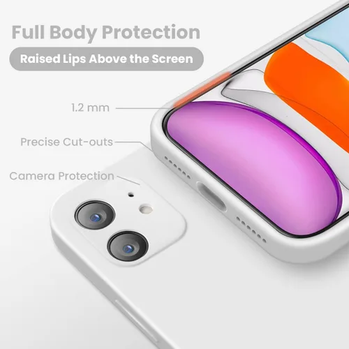 Miniatura 4 de Cordking Funda para iPhone 11, silicona [bordes cuadrados] y [protección de cámara] Funda mejorada para teléfono con forro de microfibra suave Blanco