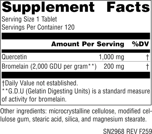 Miniatura 2 de Source Naturlas Quercetina 1000 con bromelina, apoyo respiratorio e inmunológico*, tabletas de 1000 mg, 120