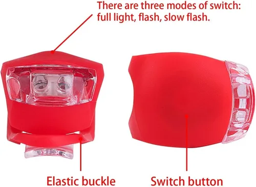 Miniatura 7 de Paquete de 8 luces de bicicleta, juego de luces LED de silicona para bicicleta, 4 faros delanteros de bicicleta y 4 luces traseras (rojo y blanco)