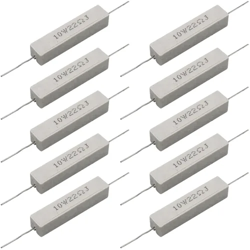 Miniatura 8 de 10 resistencias de cable de plomo axial de 10 W, 0.5 ohmios y 5 % – Resistencias de potencia de cemento cerámico fijas de heridas blancas