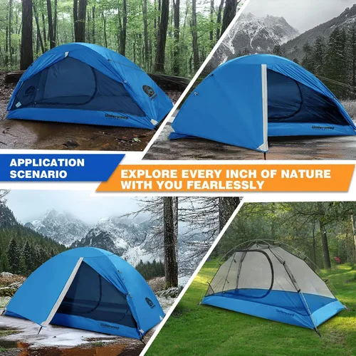 Miniatura 6 de Tienda de campaña para mochilero de 1/2 persona para camping, tienda de campaña ultraligera e impermeable, tienda de campaña compacta fácil