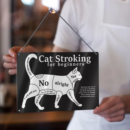 Miniatura 6 de GCOCL - Cartel de hojalata con diseño de gato para principiantes, color negro, estilo retro, decoración de pared para hogar, bar, pub, cafetería