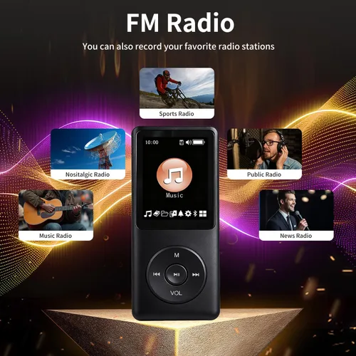 Miniatura 6 de Reproductor de MP3 con Bluetooth, reproductor de música portátil para niños, con altavoz HD integrado, grabadora de voz, sonido de alta fidelidad