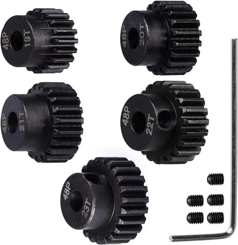 Miniatura 3 de Juego de engranajes de piñón de actualización de acero endurecido 48P: 19T 20T 21T 22T 23T ajuste 0.125 in (1/8 pulgadas) eje de motor RC