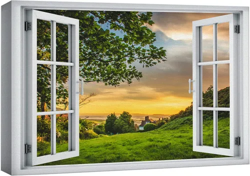 Miniatura 39 de wall26 - Cuadro en lienzo para pared, vista de ventana, río neón turquesa, rápido, bosque, lago, arroyo, naturaleza salvaje, fotografía, realismo