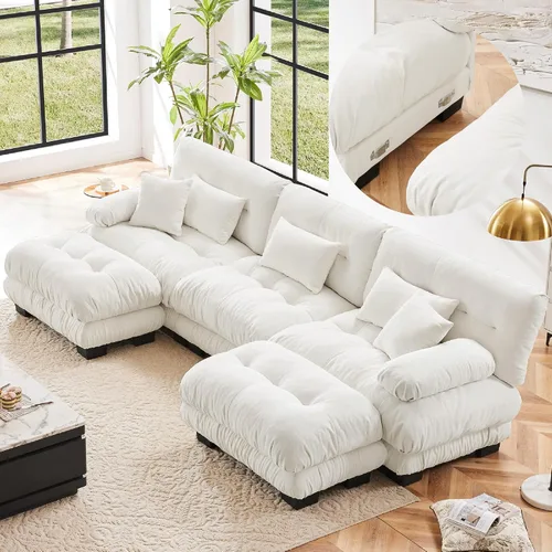 Miniatura 33 de KEIKI Sofá modular de 94 pulgadas con 4 almohadas, cómodo juego de sofá biplaza Cloud para sofá de asiento profundo suave y profundo, sofá biplaza