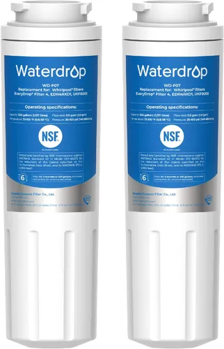 Waterdrop EDR4RXD1 Repuesto para filtro EveryDrop® 4, Whirlpool® UKF8001, 4396395, Maytag® UKF8001AXX-200, UKF8001AXX-750, WD-F07, filtro de agua