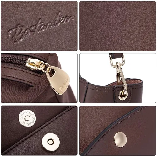 Miniatura 6 de Bostanten Bolsas de cuero para hombro, tipo balde, para mujer