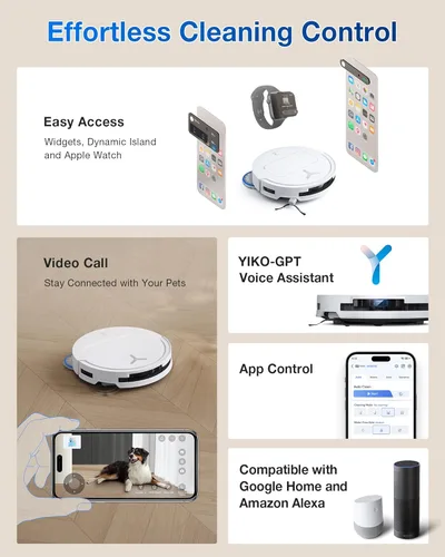 Miniatura 9 de ECOVACS DEEBOT T50 PRO Omni Robot Aspirador y trapeador, 3.19 pulgadas ultradelgado, succión de 15,000 Pa, ZeroTangle 2.0, limpieza de bordes Blanco