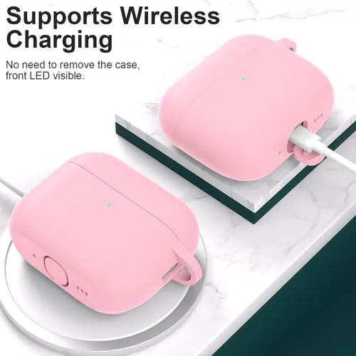 Miniatura 3 de Funda para AirPods Pro 3 con limpiador y protector de silicona suave con llavero para mujeres y hombres, funda para Apple AirPods Pro de 3ª Claro