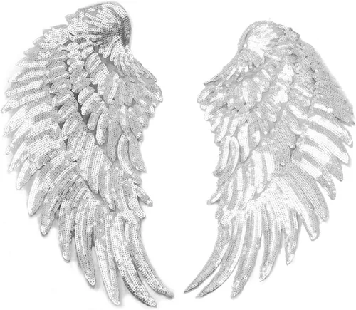 Miniatura 7 de 1 par de apliques de alas de lentejuelas, parche de hierro de ángel de lentejuelas, apliques bordados para chaquetas, decoración de tela y regalos