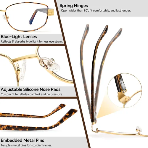 Miniatura 3 de Dollger Lentes rectangulares con bloqueo de luz azul para mujer y hombre, marco de metal cuadrado Y2K, pantalla de computadora