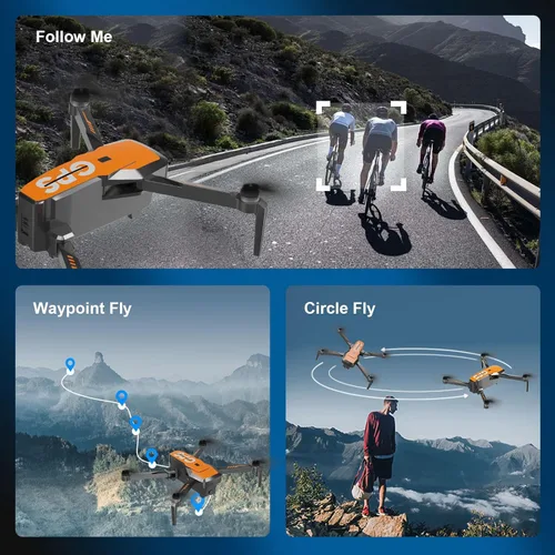 Miniatura 6 de Drones con cámara para adultos 4K - Drone GPS con retorno automático, motor sin escobillas, mini cuadricóptero RC plegable para niños principiantes