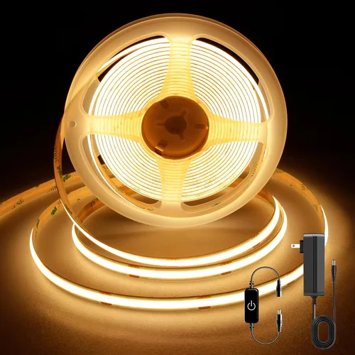 Miniatura 12 de Pandery Tira de LED COB, Tira de Luces LED 1M/3.28ft, Tiras LED Regulables por Toque, CRI90+, Luz COB LED Blanca Cálida 2700K, 960LEDs, Tira