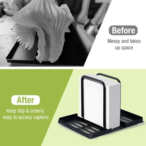 Miniatura 5 de Servilletero para mesa, servilletero de metal con almacenamiento de salero y pimienta, dispensador de servilletas de papel para cocina, dispensador